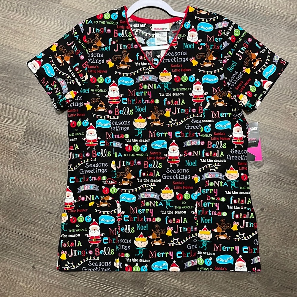 Christmas Scrub Top Size:S